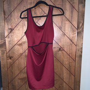 Maroon cutout bodycon mini dress